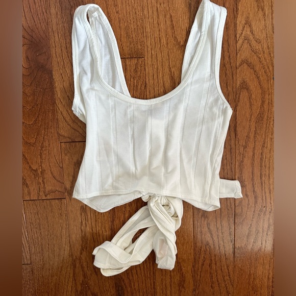 NanaMacs Ribbed Criss Cross Wrap Crop Tank - Picture 3 of 4